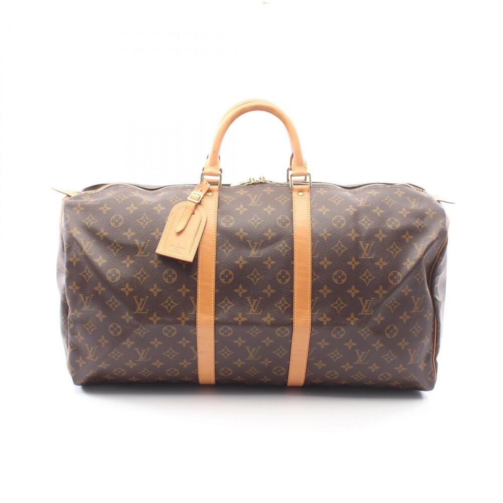 Louis Vuitton Keepall 55 Monogram Boston Bag Handbag, Coated Canvas and Leath...